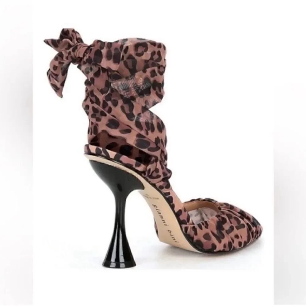 Gianni Bini Leopard Print Chiffon Lace Up Pump(Size 6M)